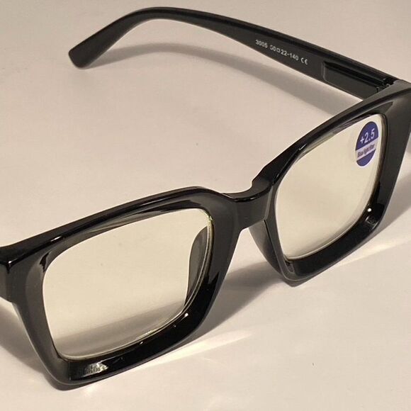 0617 Claudia Reading Glasses 2.50 Oversize Readers Black Square Shape NWT - Picture 6 of 9